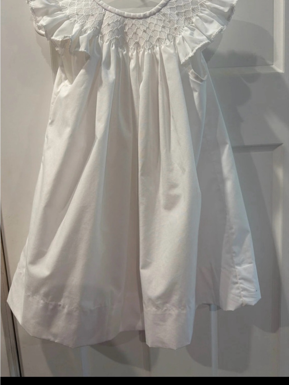 White Smocked Ruffle-Trim Formal Dress for Girls